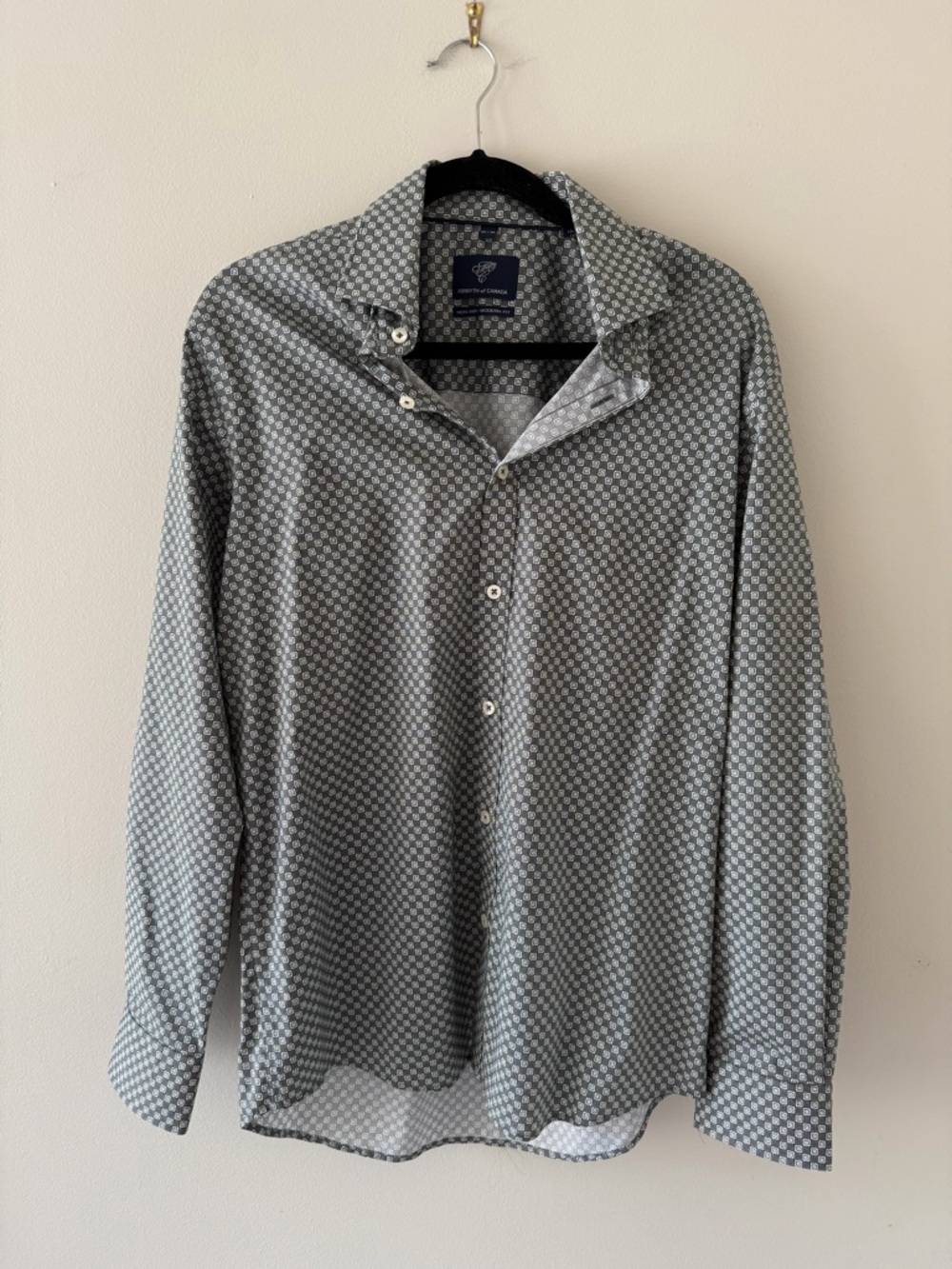Men's Gray Patterned Dress Shirt